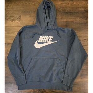 NIKE Hoodie Sweatshirt Mens Large Green Swoosh Logo Pullover Cotton